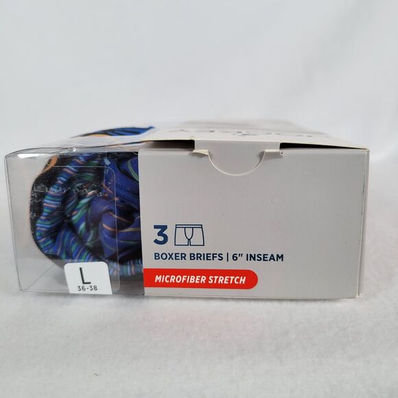 Jockey Mens 3-Pack Boxer Briefs Underwear Size Large Blue 6" Inseam Chafe Proof - Picture 3 of 5